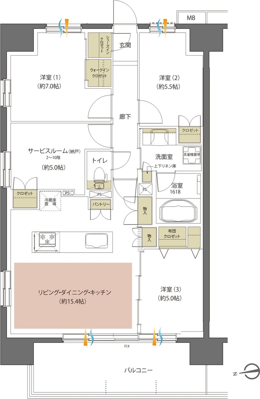 レーベン盛岡紺屋町 間取り A type