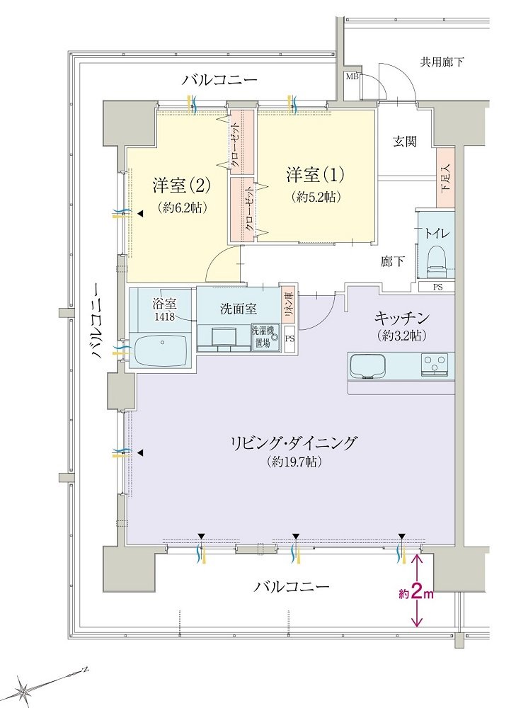 オブリージュ浜松レジデンス 間取り A type PLAN2