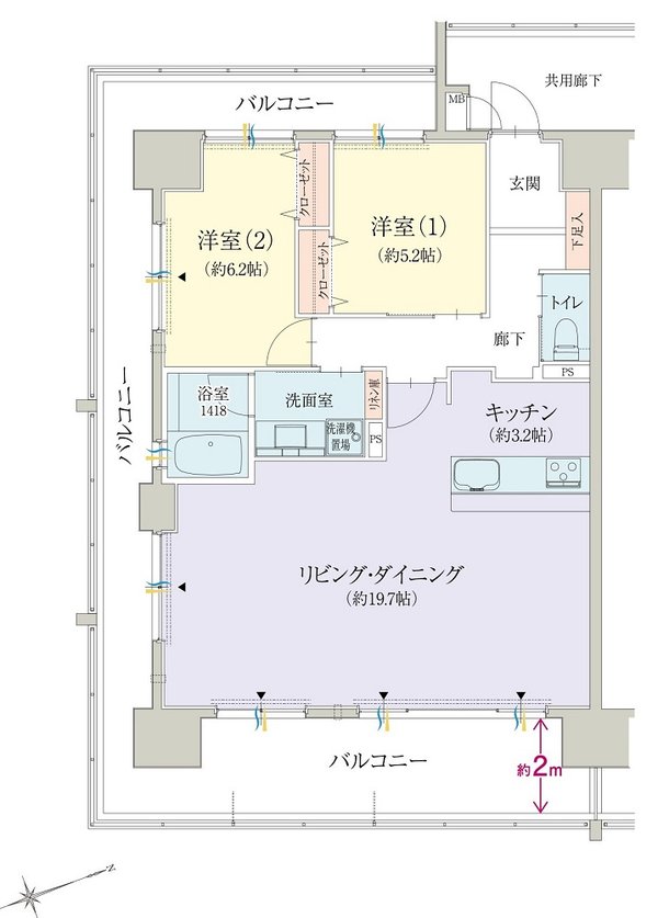 オブリージュ浜松レジデンス 間取り A type PLAN2