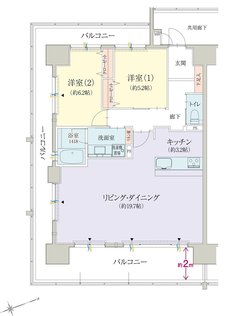 オブリージュ浜松レジデンス 間取り A type PLAN2