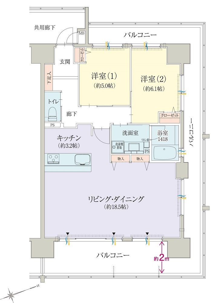 オブリージュ浜松レジデンス 間取り F type PLAN2