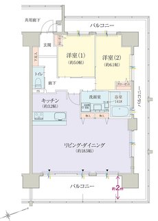 オブリージュ浜松レジデンス 間取り F type PLAN2