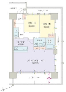 オブリージュ浜松レジデンス 間取り F type PLAN2