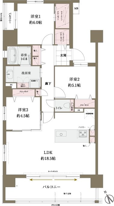 レクシア青葉東ティアード 間取り A type