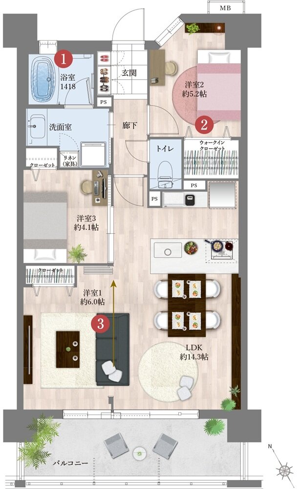 レクシア青葉東ティアード 間取り D type