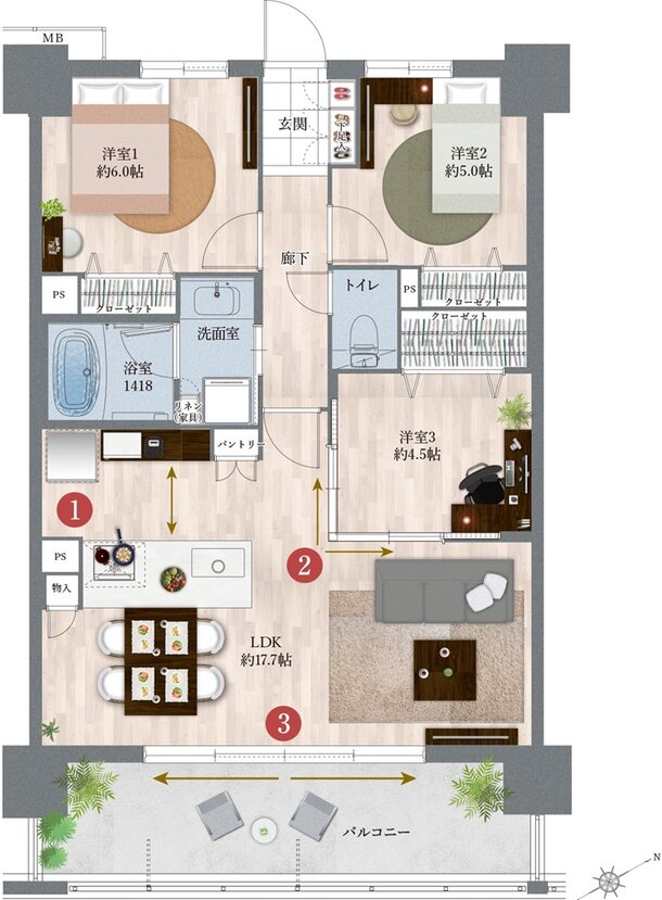 レクシア青葉東ティアード 間取り I type