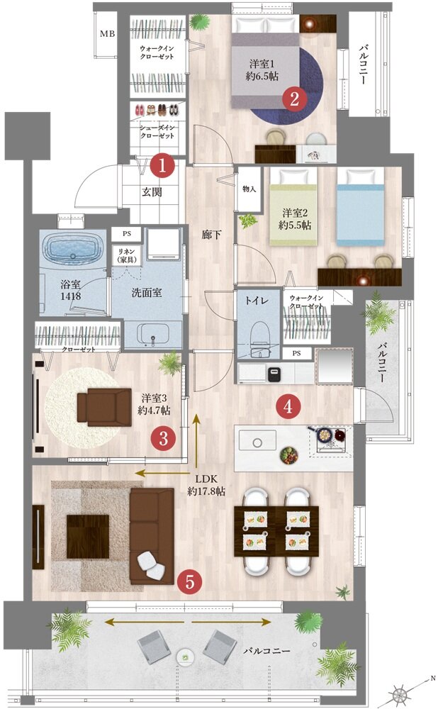 レクシア青葉東ティアード 間取り J type