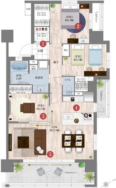 レクシア青葉東ティアード 間取り J type