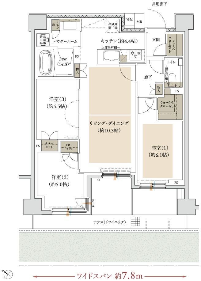 プレミスト宮崎台 RISETERRACE 間取り Et type