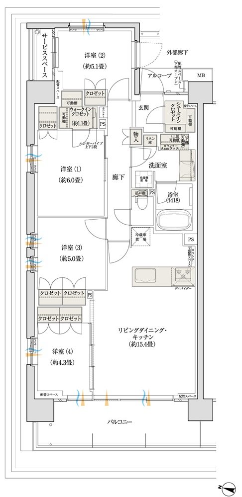 デュオヒルズ蘇我ザ・スカイ 間取り A1 TYPE（先着順）