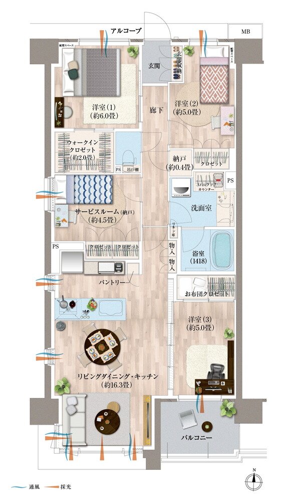 デュオヒルズ蘇我ザ・スカイ 間取り G1 TYPE(4期1次以降)