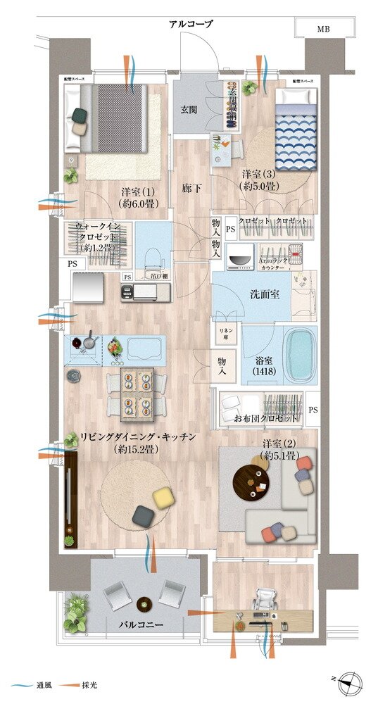 デュオヒルズ蘇我ザ・スカイ 間取り F2(re) TYPE(先着順)