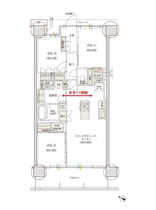 デュオヒルズ蘇我ザ・スカイ 間取り D6(f) TYPE(3期5次以降)