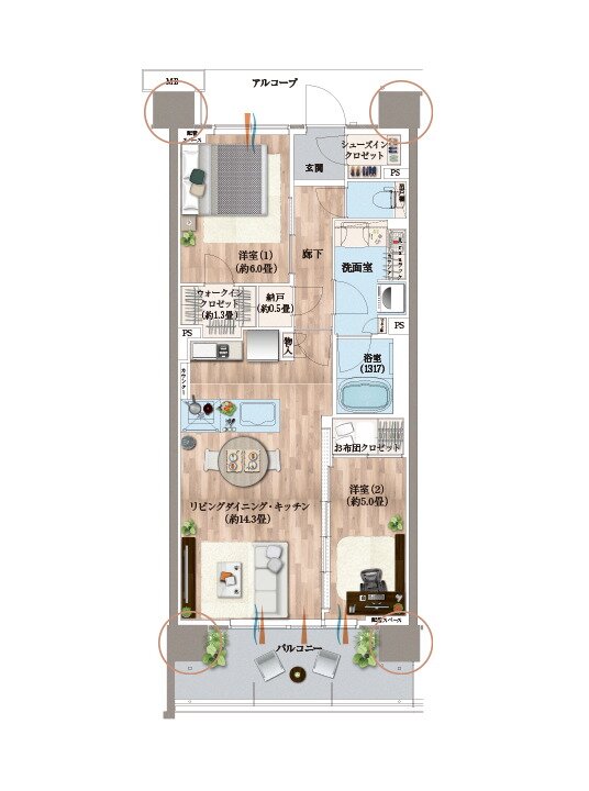 デュオヒルズ蘇我ザ・スカイ 間取り B3 TYPE(5期1次以降)