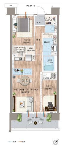 デュオヒルズ蘇我ザ・スカイ 間取り B3 TYPE（3期3次以降）