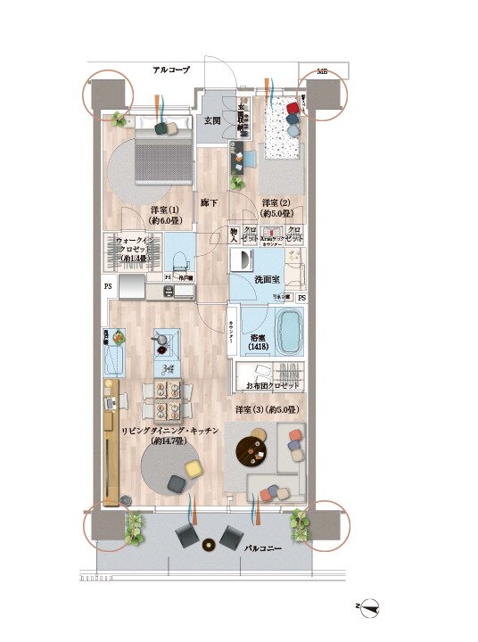 デュオヒルズ蘇我ザ・スカイ 間取り C6(f) TYPE(先着順)