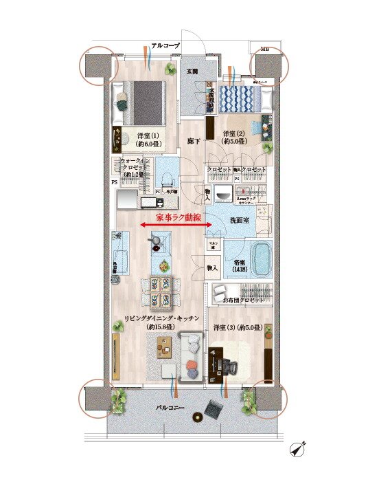 デュオヒルズ蘇我ザ・スカイ 間取り D9(f) TYPE(3期6次以降)