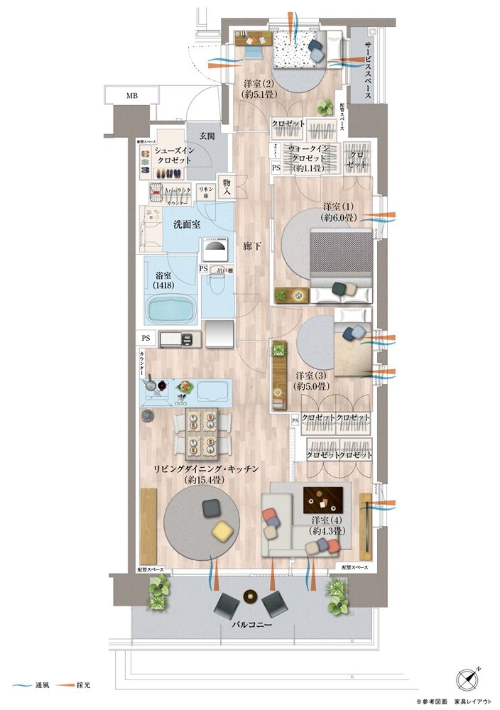 デュオヒルズ蘇我ザ・スカイ 間取り A2 TYPE(4期1次以降)