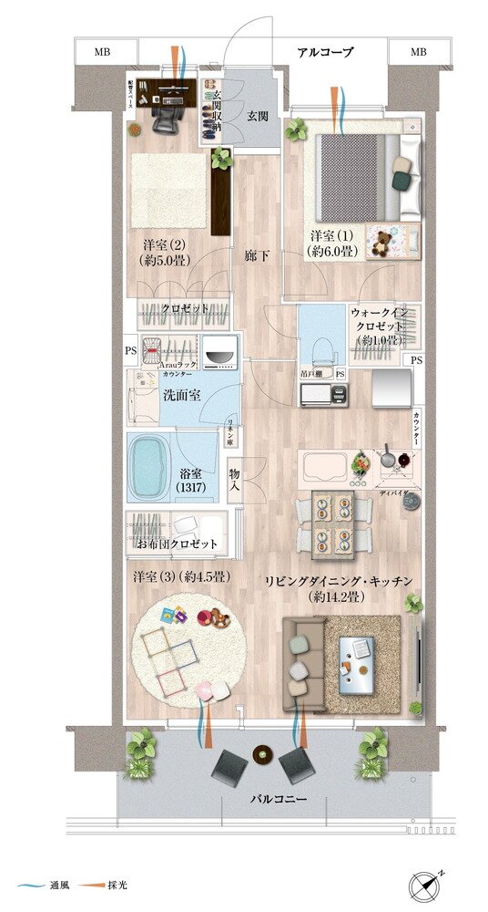 デュオヒルズ蘇我ザ・スカイ 間取り E7 TYPE(4期1次)