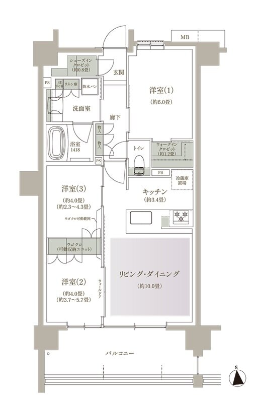 ブランシエラ三鷹下連雀ローレルコート 間取り H type