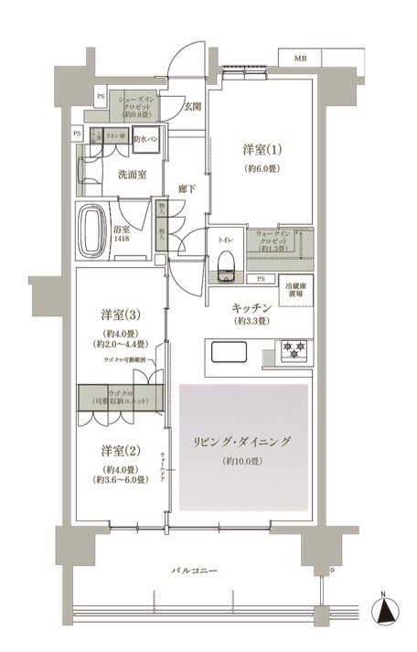 ブランシエラ三鷹下連雀ローレルコート 間取り H type