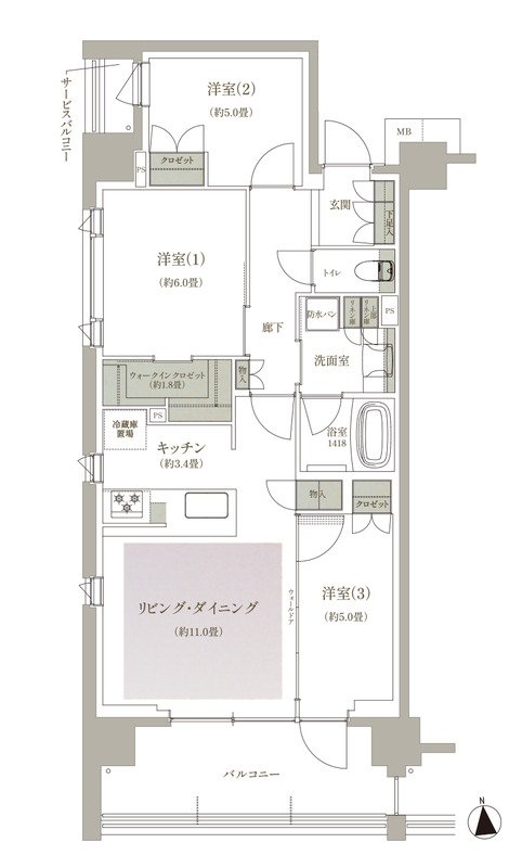 ブランシエラ三鷹下連雀ローレルコート 間取り D type