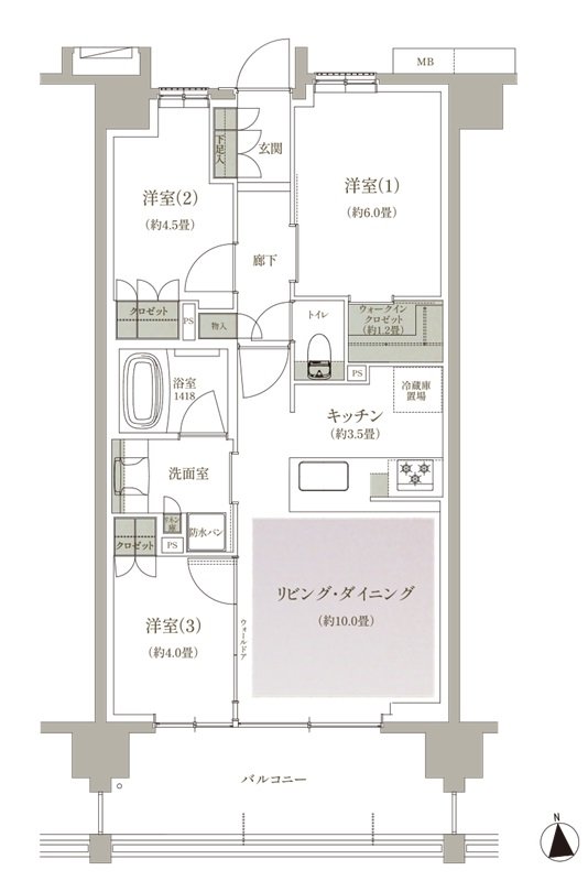 ブランシエラ三鷹下連雀ローレルコート 間取り J type