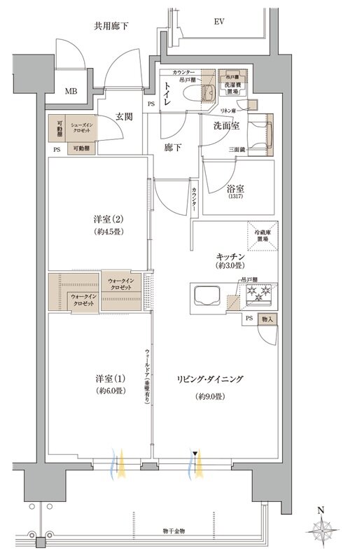 リビオ上町台 パークレジデンス 間取り Cタイプ