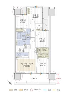 デュオヒルズ水戸三の丸タワー 間取り E type (先着順)