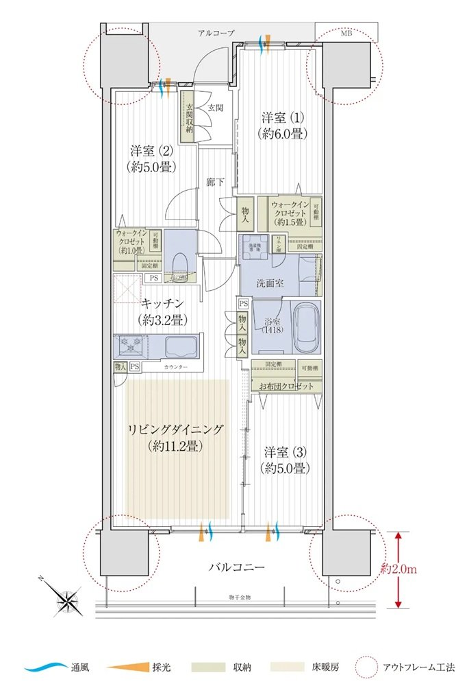 デュオヒルズ水戸三の丸タワー 間取り F1 type (先着順)