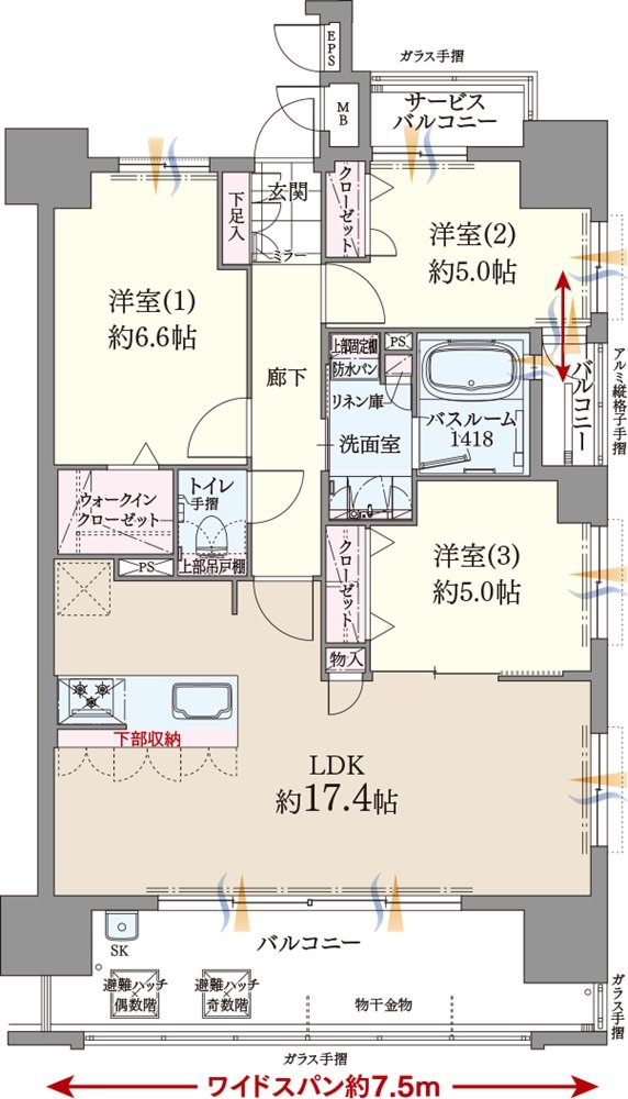 ファーネスト博多ルシエEAST／ファーネスト博多ルシエWEST 間取り D type（EAST）
