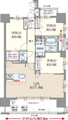 ファーネスト博多ルシエEAST／ファーネスト博多ルシエWEST 間取り D type（EAST）