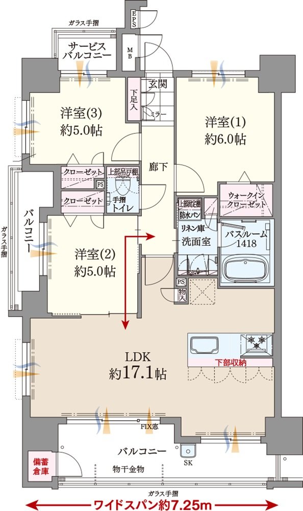 ファーネスト博多ルシエEAST／ファーネスト博多ルシエWEST 間取り A type（WEST）