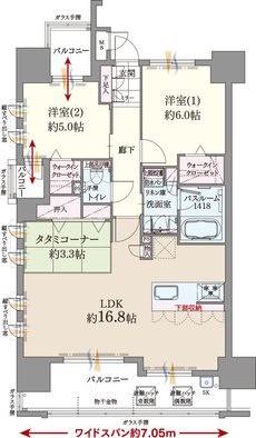 ファーネスト博多ルシエEAST／ファーネスト博多ルシエWEST 間取り A typeメニュー1（EAST）