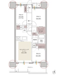 デュオヒルズ六甲道 間取り Hタイプ（第3期）