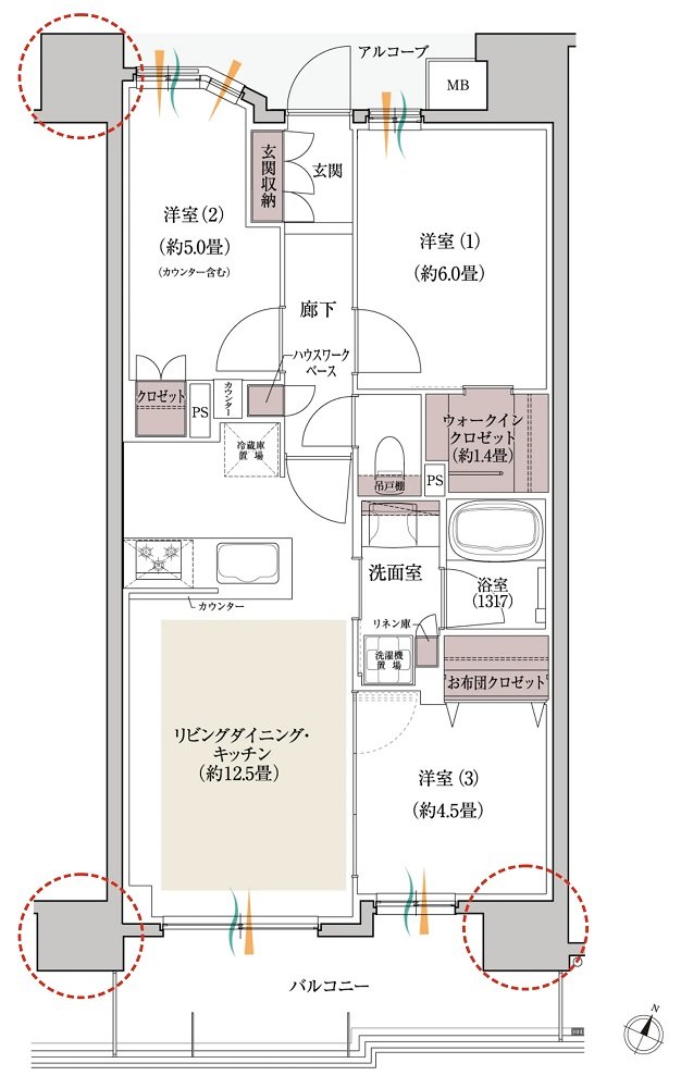 デュオヒルズ六甲道 間取り Iタイプ（先着順）