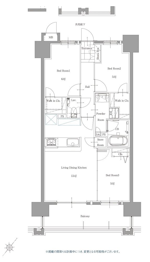 サンパーク二日市駅グラッセ 間取り Cタイプ
