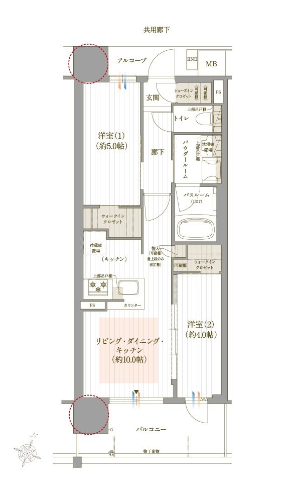 プレサンス ロジェ 福島野田グランアリーナ 間取り E1タイプ