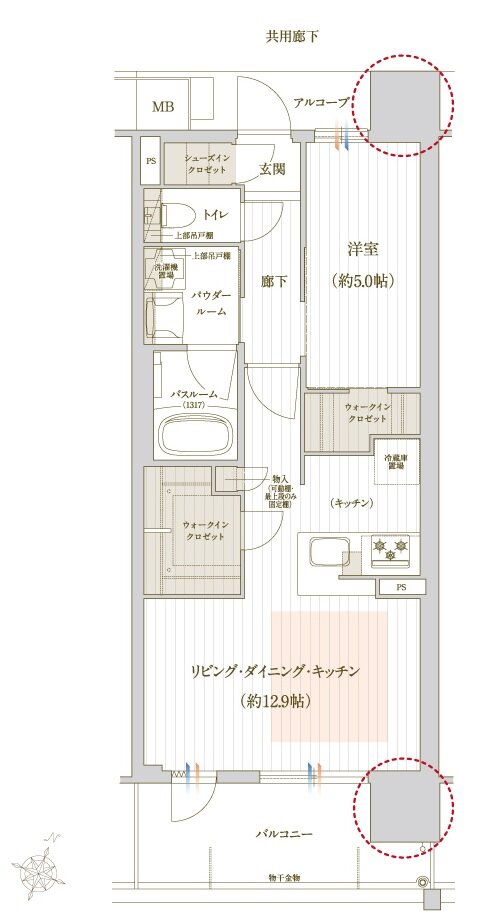 プレサンス ロジェ 福島野田グランアリーナ 間取り E2タイプ MENU-2