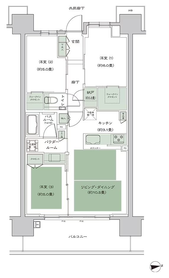 シティハウス天王寺堀越町 間取り C1-3 type