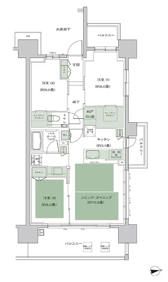 シティハウス天王寺堀越町 間取り D3-3 type