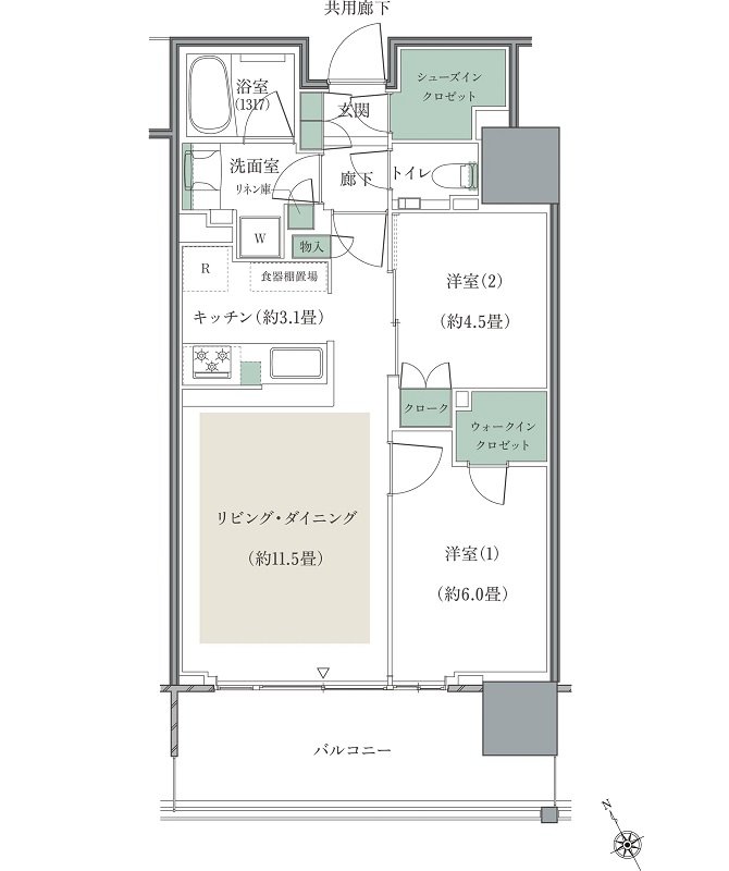 リーフシティ市川 ザ・タワー 間取り S58A1タイプ