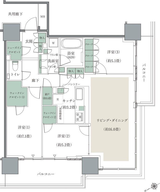 リーフシティ市川 ザ・タワー 間取り SW86Nタイプ