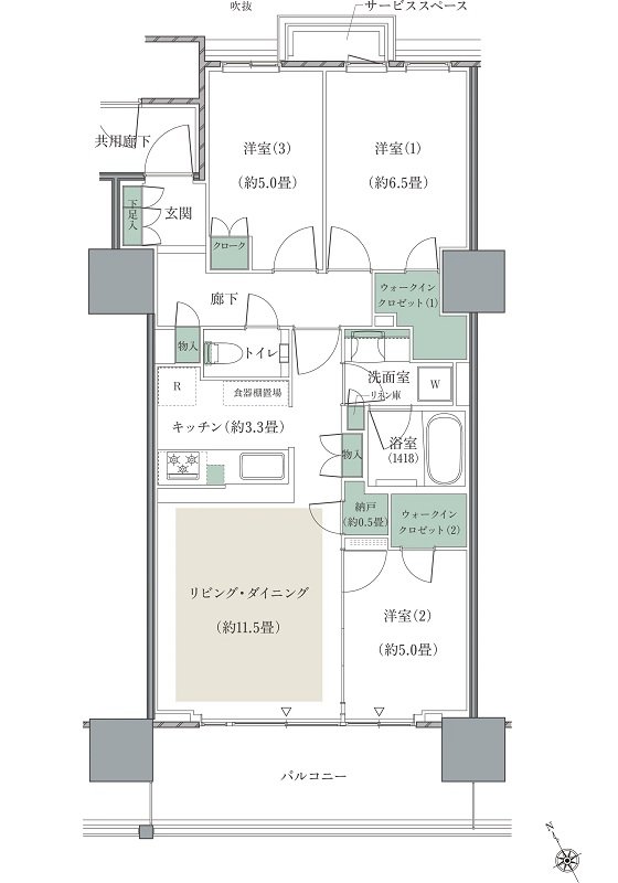 リーフシティ市川 ザ・タワー 間取り S72F1タイプ