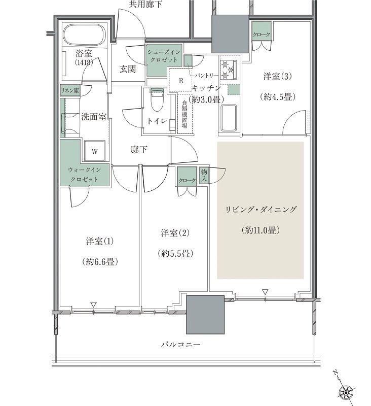 リーフシティ市川　ザ・タワー 間取り S69Aタイプ