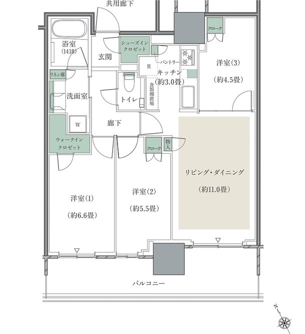リーフシティ市川　ザ・タワー 間取り S69Aタイプ