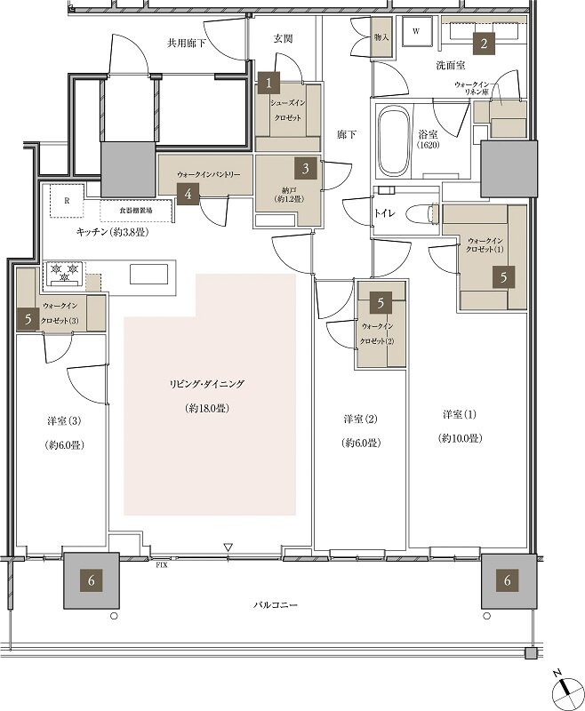 リーフシティ市川 ザ・タワー 間取り P-S110Jタイプ