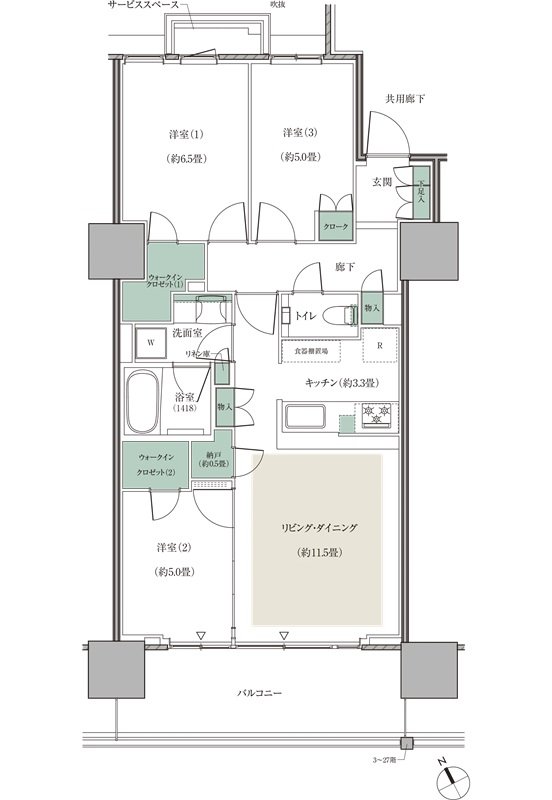 リーフシティ市川 ザ・タワー 間取り S72F2タイプ