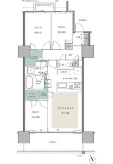 リーフシティ市川　ザ・タワー 間取り S72F2タイプ