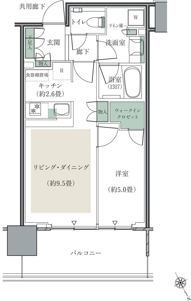 リーフシティ市川　ザ・タワー 間取り N43C1タイプ
